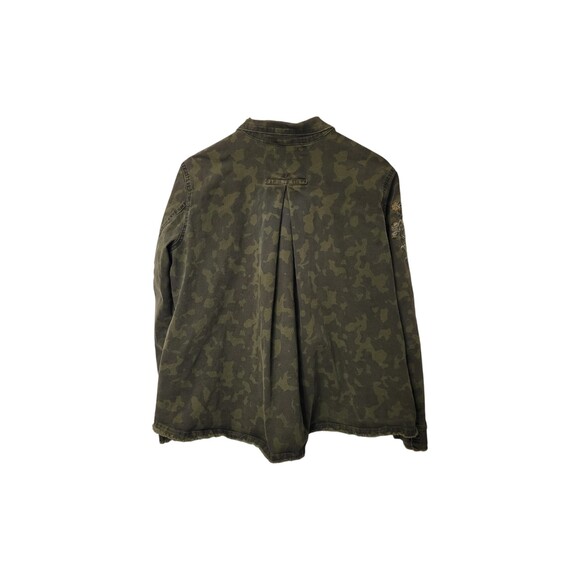 Vintage America Blues Camo Jean Jacket Women L Green Embroidered - Picture 5 of 10